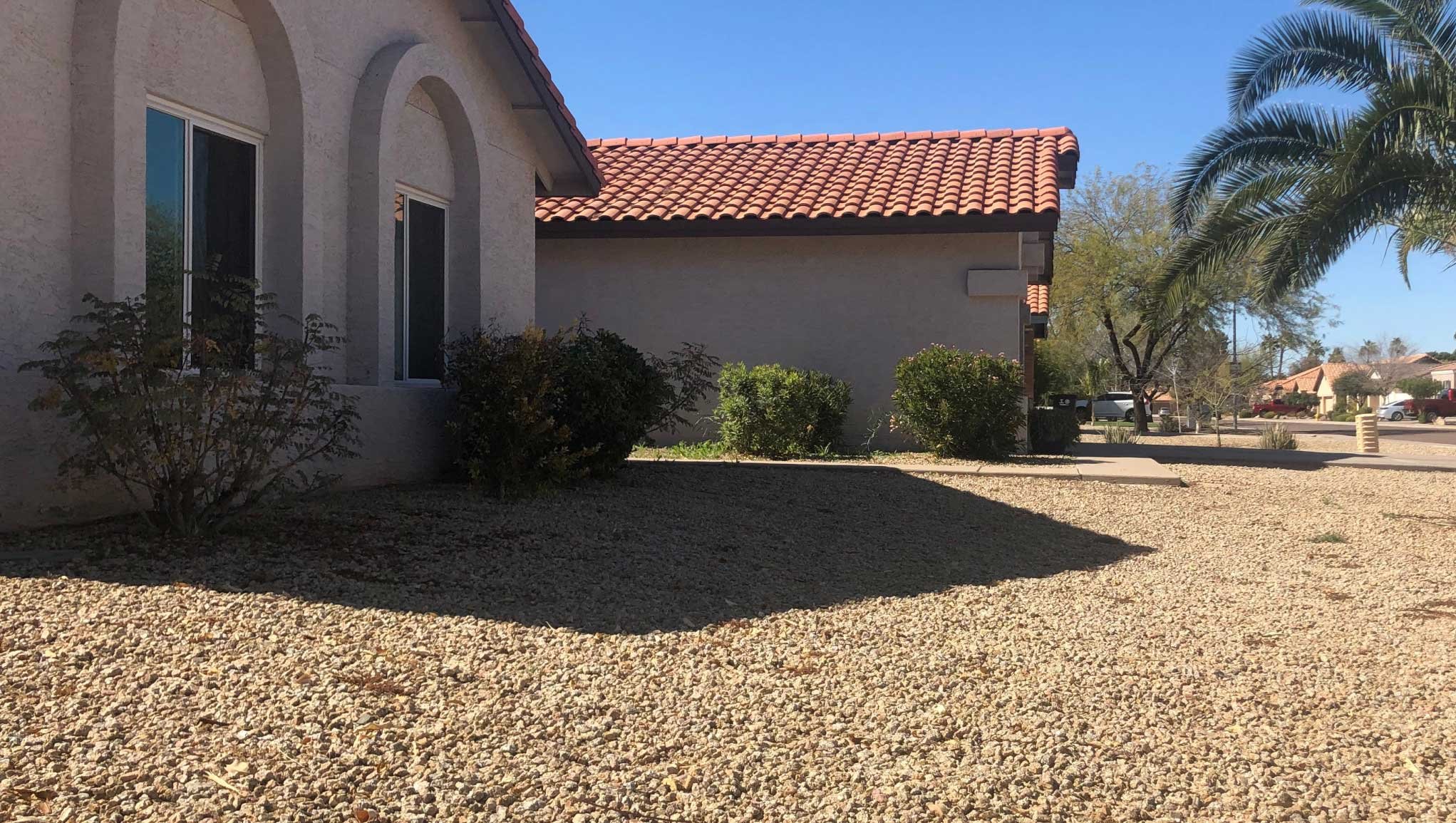 Before photo of bare front yard landscaping