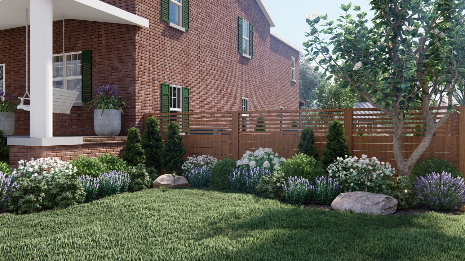 Burlington yard with beautiful garden