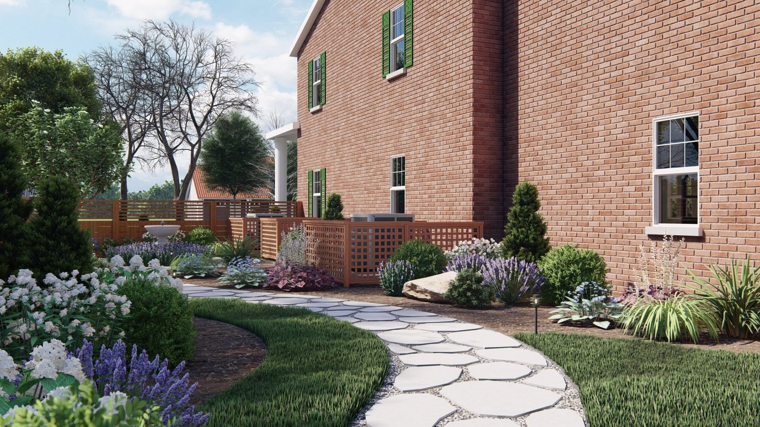 Burlington outdoor garden with paver stones