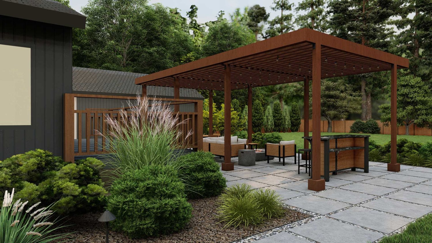 backyard with pergola