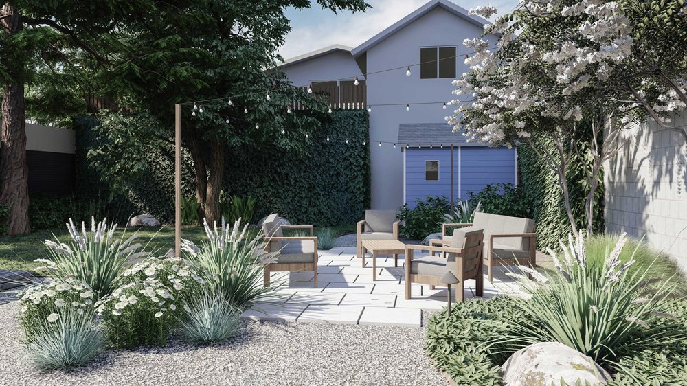 Portland courtyard with patio and plants