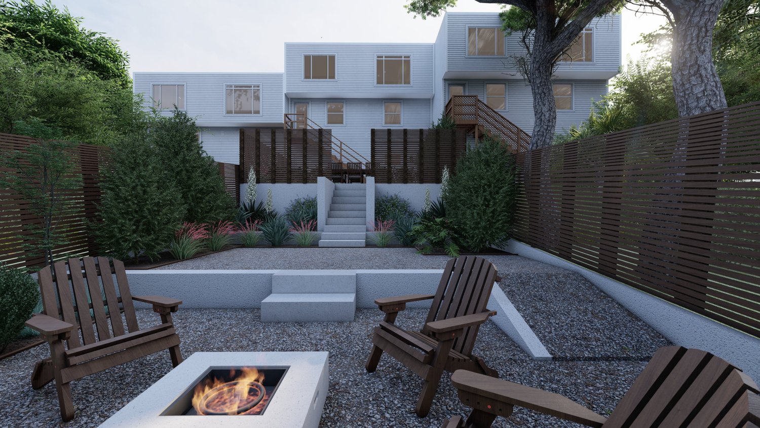 San Francisco backyard garden patio with fire place