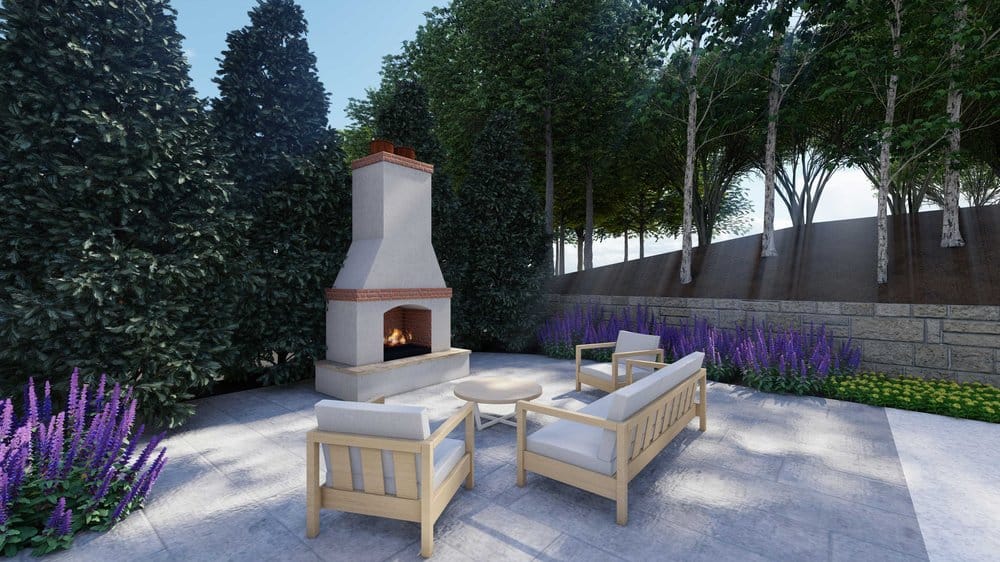 St. Charles backyard design with fire pit and patio