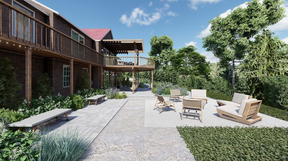 St. Charles yard design with patio and plants