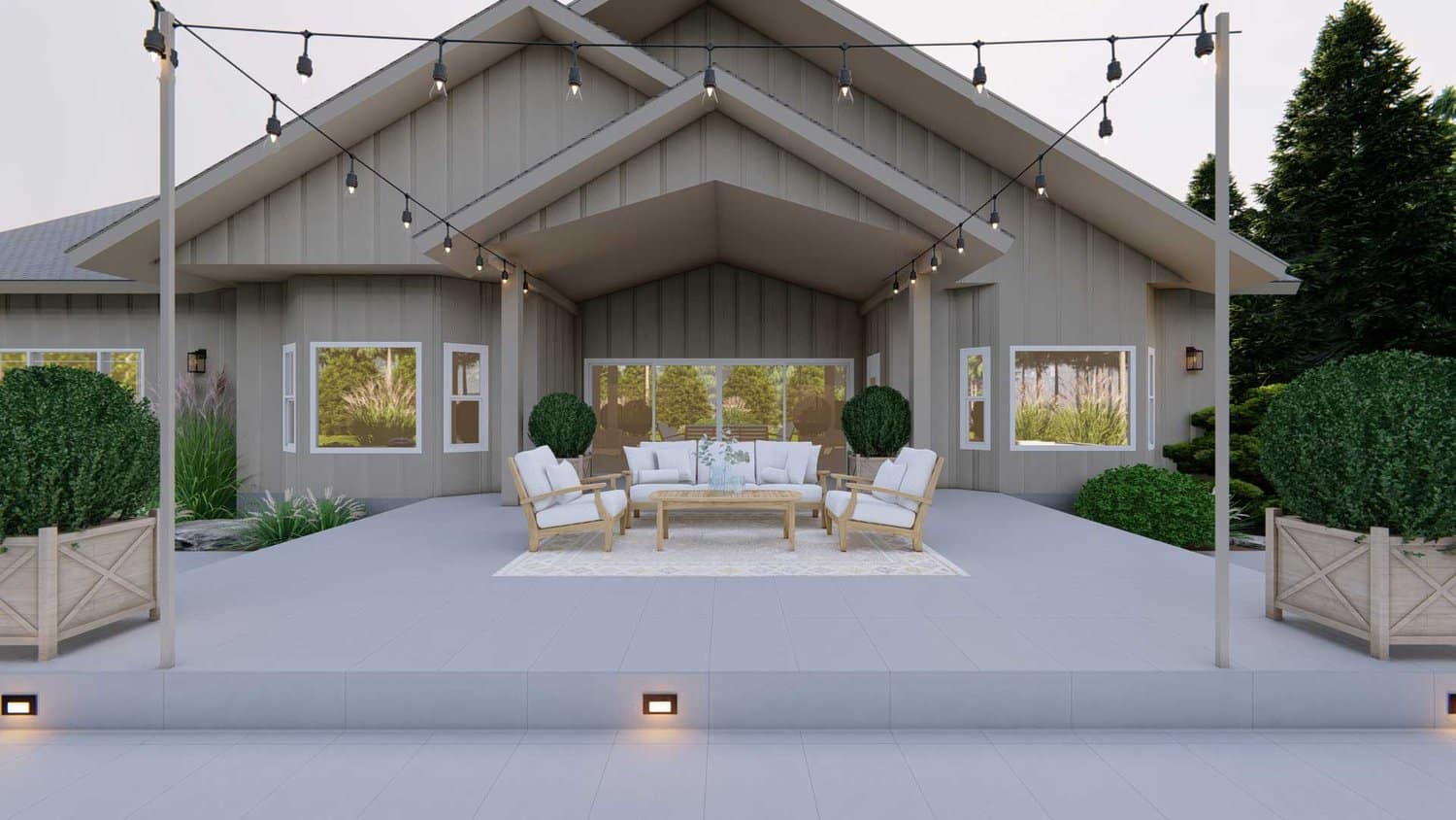 Twin Falls deck patio with string lights over seating area