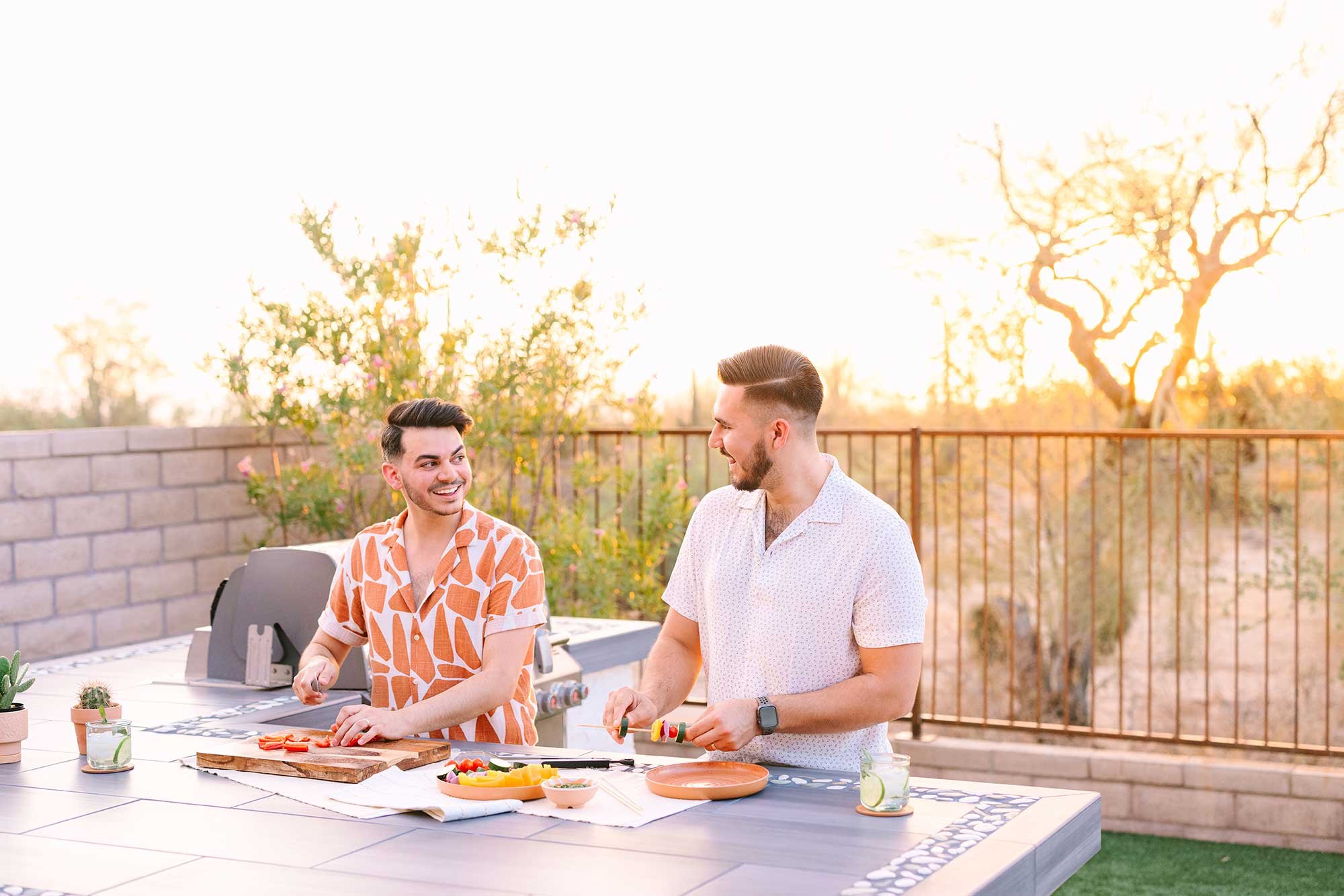 The ample countertop works as both a prep surface and a casual gathering space.